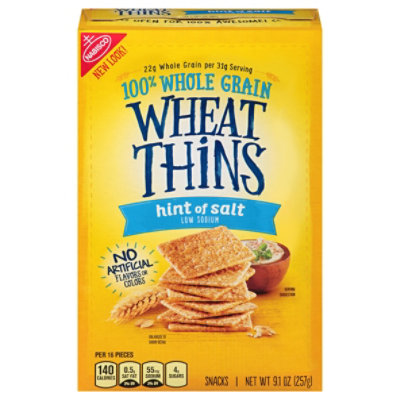  Wheat Thins Crackers Snacks Low Sodium Hint Of Salt - 9.1 Oz 