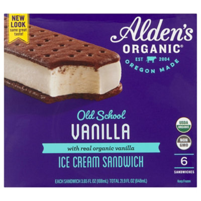 Alden's Organic Old School Vanilla Ice Cream Sandwich - 6 Count - Image 3