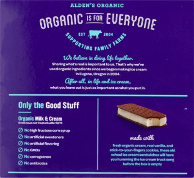 Alden's Organic Old School Vanilla Ice Cream Sandwich - 6 Count - Image 6