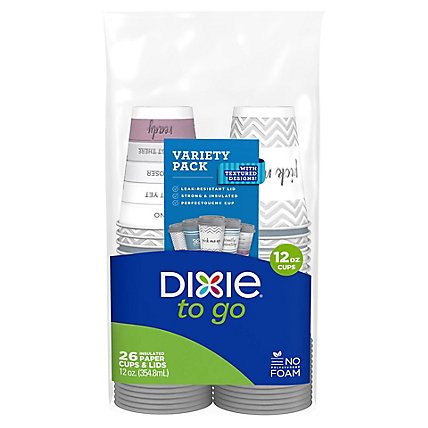 Dixie Paper Cups & Lid To Go Printed 12 Ounce - 26 Count - Image 3