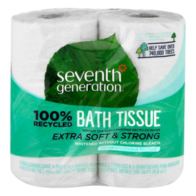 Seventh Generation Bath Tissue 2-Ply 100% Recycled Paper White 240 Sheets - 4 Roll - Image 3