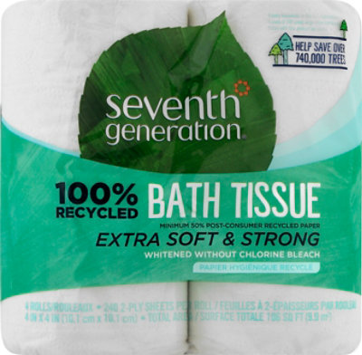 Seventh Generation Bath Tissue 2-Ply 100% Recycled Paper White 240 Sheets - 4 Roll - Image 2