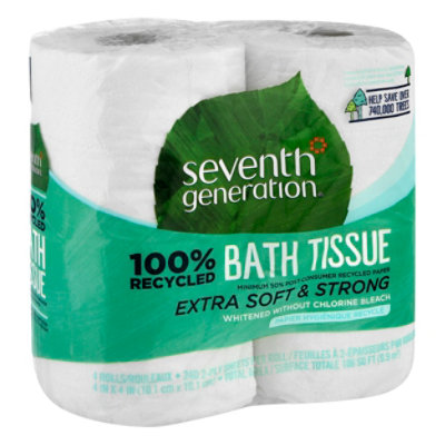 Seventh Generation Bath Tissue 2-Ply 100% Recycled Paper White 240 Sheets - 4 Roll