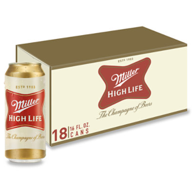 Miller High Life Beer American Style Lager 4.6% ABV Cans - 18-16 Fl. Oz. - Image 1