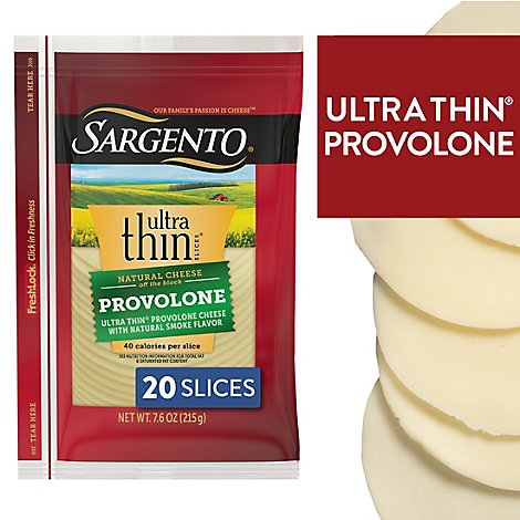 Sargento Cheese Slices Ultra Thin Provolone 20 Count - 7.6 Oz
