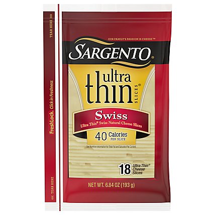Sargento Cheese Slices Ultra Thin Swiss 18 Count - 6.84 Oz - Image 2