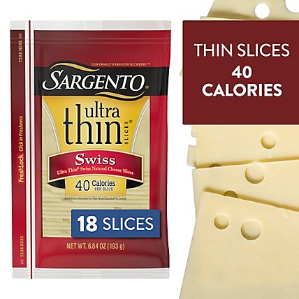 Sargento Cheese Slices Ultra Thin Swiss 18 Count - 6.84 Oz - Image 1