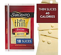 Sargento Cheese Slices Ultra Thin Swiss 18 Count - 6.84 Oz