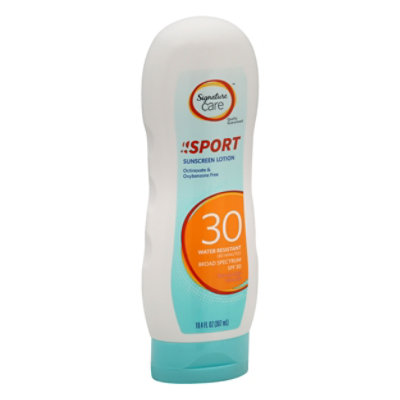 Signature Care Sport Sunscreen Lotion Water Resistant Non Greasy SPF 30 - 10.4 Fl. Oz.