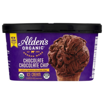 Aldens Organic Ice Cream Chocolate Chocolate Chip - 1.5 Quart