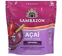 Sambazon Organic Superfruit Packs Orignal Blend Acai Berry + Guarana - 4-3.5 Oz