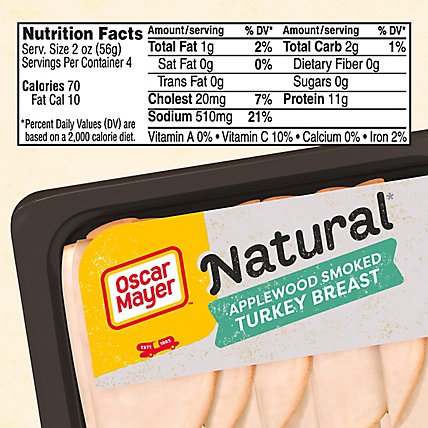 Oscar Mayer Natural Applewood Smoked Turkey Breast Sliced Lunch Meat Tray - 8 Oz - Image 5