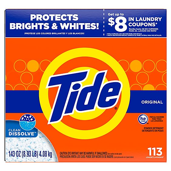 Tide Powder Laundry Detergent Original Scent with Acti-Lift Crystals 102 Loads - 143 Oz