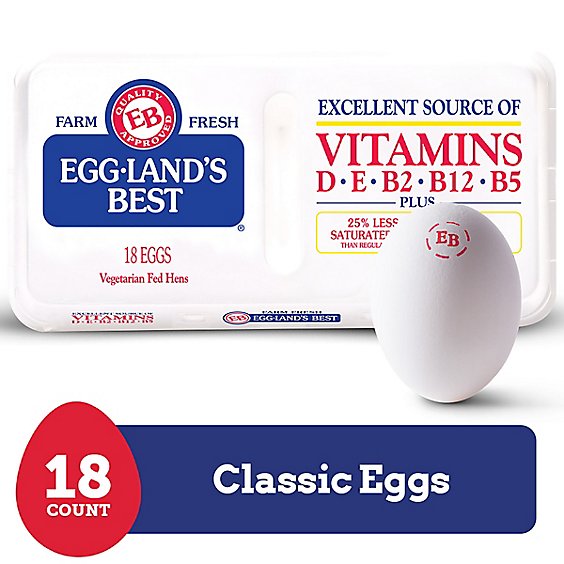 Egglands Best Large White Eggs  - 18 Count