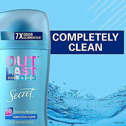 Secret Outlast Invisible Solid Antiperspirant Deodorant for Women Completely Clean - 2.6 Oz - Image 3