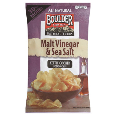 Boulder Canyon Authentic Foods Potato Chips Kettle Cooked Malt Vinegar & Sea Salt - 6.5 Oz - Image 1