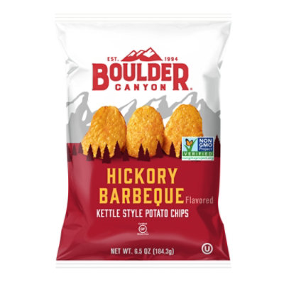Boulder Canyon Authentic Foods Potato Chips Kettle Cooked Hickory Barbecue - 6.5 Oz