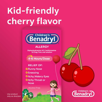 Benadryl Childrens Allergy Cherry Flavored Liquid - 4 Fl. Oz. - Image 4