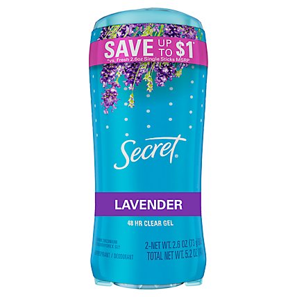 Secret Fresh Lavender Clear Gel and Deodorant for Women Twin Pack - 2-2.6 Oz - Image 2