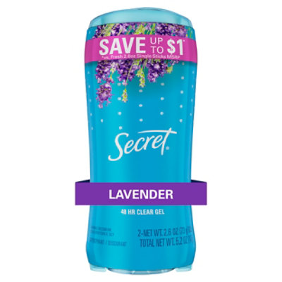 Secret Fresh Lavender Clear Gel and Deodorant for Women Twin Pack - 2-2.6 Oz - Image 1