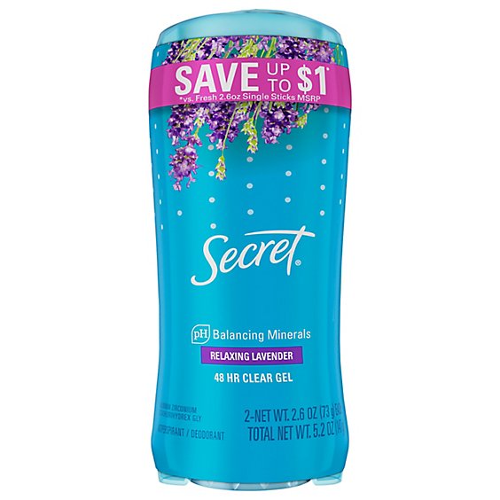 Secret Fresh Lavender Clear Gel and Deodorant for Women Twin Pack - 2-2.6 Oz