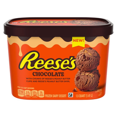 REESE'S Peanut Butter Cups & Peanut Butter Swirl Chocolate Frozen Dairy Dessert - 48 Oz - Image 3