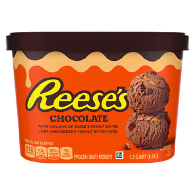 REESE'S Peanut Butter Cups & Peanut Butter Swirl Chocolate Frozen Dairy Dessert - 48 Oz - Image 6