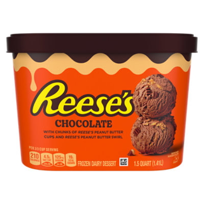 REESE'S Peanut Butter Cups & Peanut Butter Swirl Chocolate Frozen Dairy Dessert - 48 Oz - Image 2