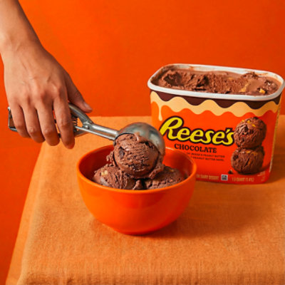 REESE'S Peanut Butter Cups & Peanut Butter Swirl Chocolate Frozen Dairy Dessert - 48 Oz - Image 6
