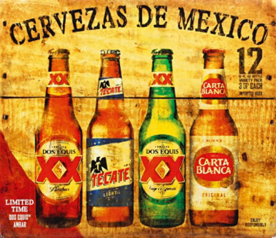 Dos Equis Beers Of Mexico Fiesta Pack! Bottles - 12-12 Fl. Oz. - Image 2