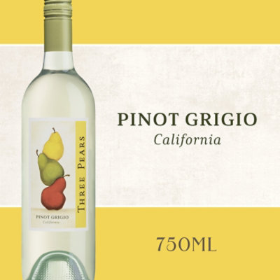 Three Pears Pinot Grigio White Wine Bottle - 750 Ml - Image 1