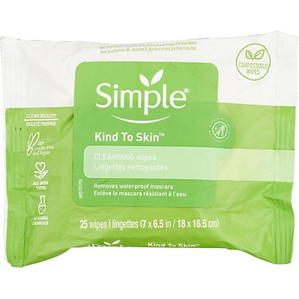 Simple Facial Wipes Cleansing Kind To Skin - 25 Count - Image 2