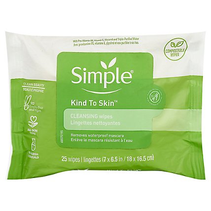 Simple Facial Wipes Cleansing Kind To Skin - 25 Count - Image 1