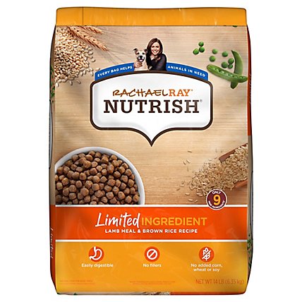 Rachael Ray Nutrish Just 6 Food for Dogs Adult Natural Lamb Meal & Brown Rice Recipe - 14 Lb - Image 1
