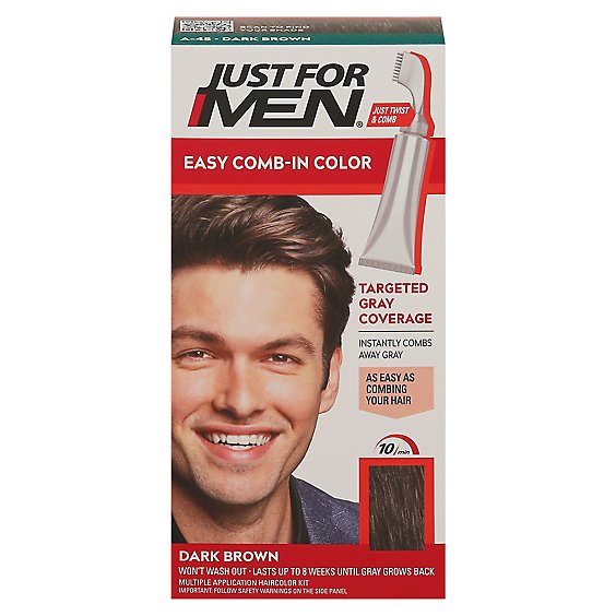 Just For Men Hair Color Autostop Comb-In Easy No-Mix Foolproof Dark Brown  A-45 - Each - Vons
