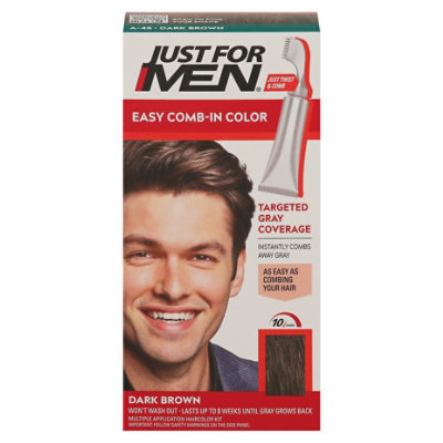 Just For Men Hair Color Autostop Comb-In Easy No-Mix Foolproof Dark Brown A-45 - Each