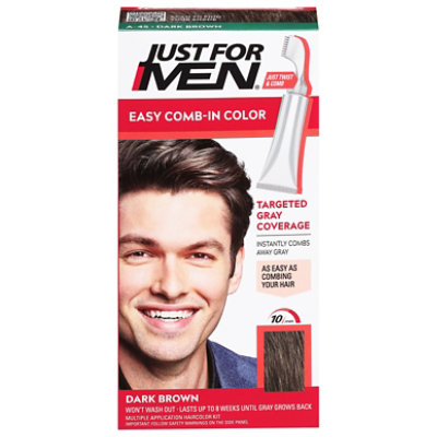 Just For Men Hair Color Autostop Comb-In Easy No-Mix Foolproof Dark Brown A-45 - Each - Image 1