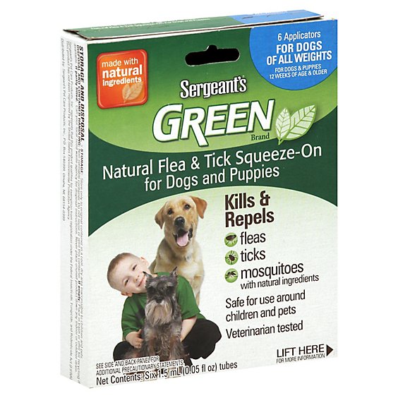Sergeants Green Flea & Tick Squeeze-On For Dogs & Puppies Box - 6-0.05 Fl. Oz.
