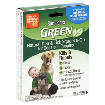 Sergeants Green Flea & Tick Squeeze-On For Dogs & Puppies Box - 6-0.05 Fl. Oz.