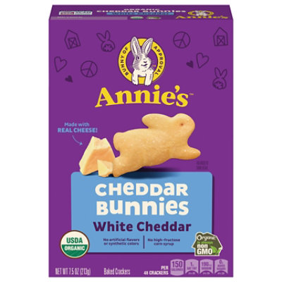 Annies Homegrown Cheddar Bunnies Crackers Organic Baked Snack White Cheddar - 7.5 Oz - Image 3