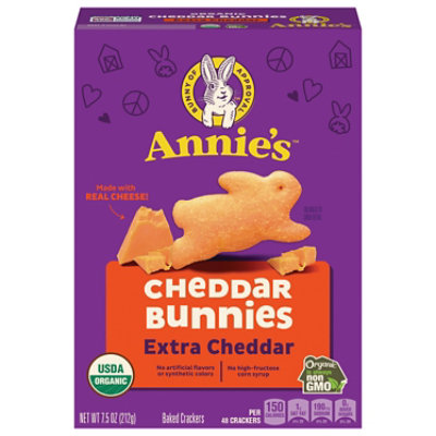 Annies Homegrown Cheddar Bunnies Crackers Organic Baked Snack Extra Cheesy - 7.5 Oz - Image 3