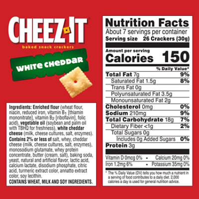 Cheez-It Cheese Crackers Baked Snack White Cheddar - 7 Oz - Image 3