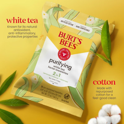 Burt's Bees Purifying Facial Towelettes With White Tea - 30 Count - Image 4