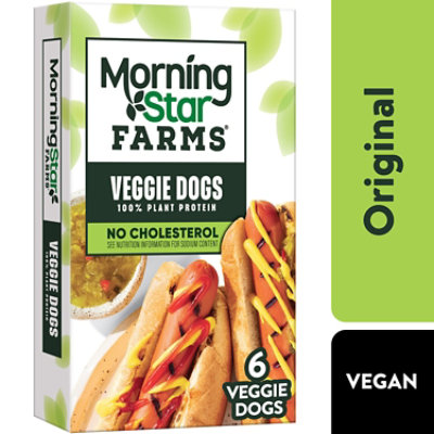 MorningStar Farms Meatless Hot Dogs Plant Based Protein Original 6 Count - 8.4 Oz  - Image 1