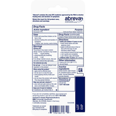 Abreva Cold Sore Treatment On-The-Go - 0.07 Oz - Image 4