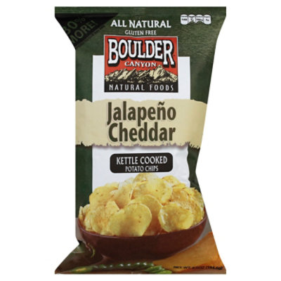 Boulder Canyon Authentic Foods Potato Chips Kettle Cooked Jalapeno Cheddar - 6.5 Oz