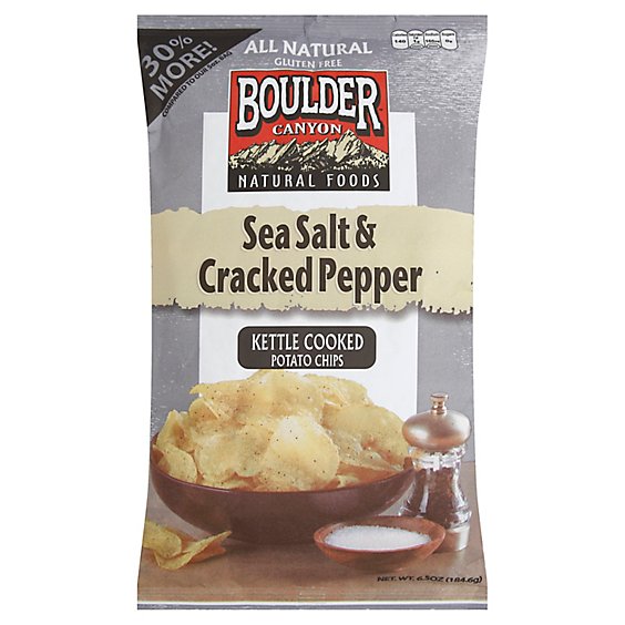 Boulder Canyon Authentic Foods Potato Chips Kettle Cooked Sea Salt & Cracked Pepper - 6.5 Oz