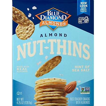Blue Diamond Nut Thins Cracker Snacks Almond Nut & Rice Hint of Sea Salt - 4.25 Oz - Image 2