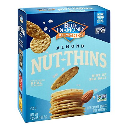 Blue Diamond Nut Thins Cracker Snacks Almond Nut & Rice Hint of Sea Salt - 4.25 Oz - Image 1