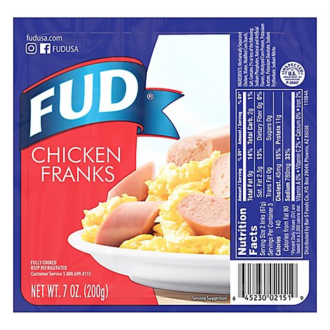 Fud Chicken Franks - 7 Oz